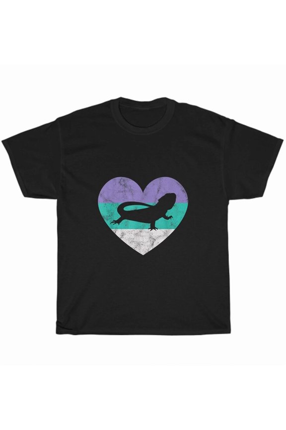 Retro Heart Bearded Dragon Lizard Gecko Reptile Cute Pet Lover Unisex T-Shirt, up to size 5XL