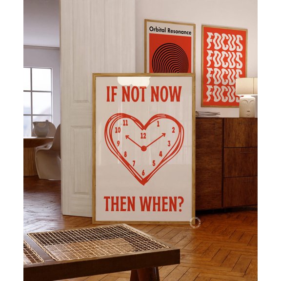 Retro Heart Clock Preppy Dorm Decor Graphic Design
