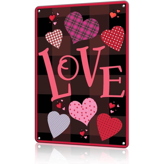 Retro Heart Tin Sign Valentine's Day Vintage Wall Decor Wall Art Metal Poster Garden Plaque Decorations for Home Bar Indoor Outdoor Shop Cafe 8x12 inch