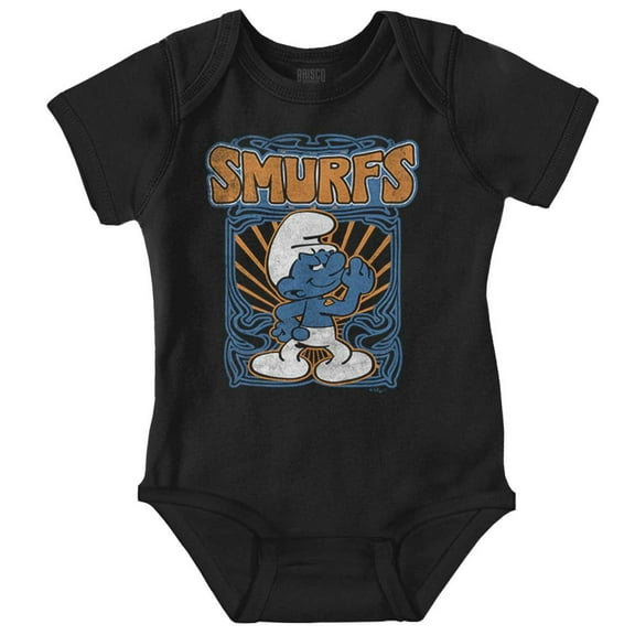 Retro Hefty Smurf Cartoon Attitude Romper Boys or Girls Infant Baby Brisco Brands NB
