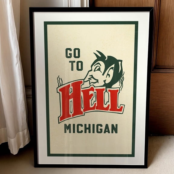 Retro Hell Michigan Print: Mitten State Poster Outdoors Wall Art
