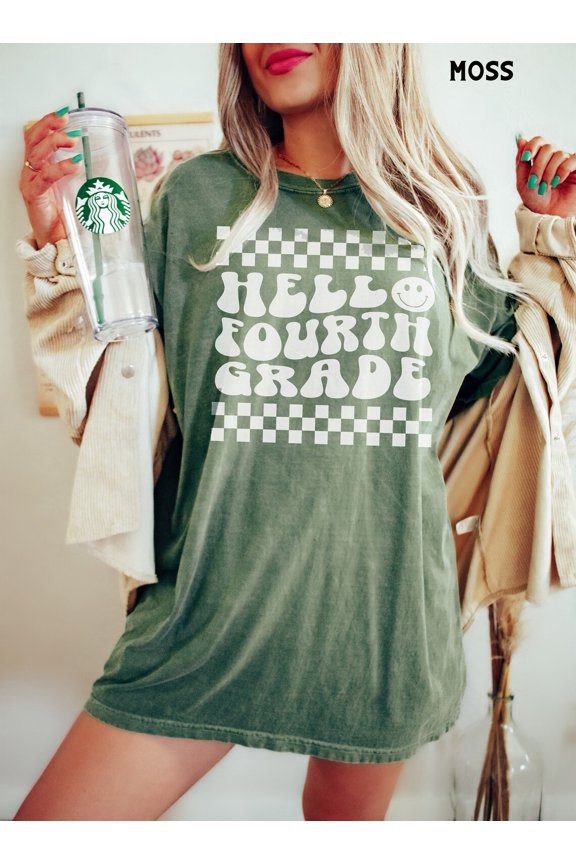 Retro Hello Fourth Grade Teacher T-Shirt All Size S-3XL