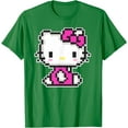 thumbnail image 1 of Retro Hello Kitty Pixel Style DTG Print Unisex T-Shirt,Irish Green Color,Size YXS, 1 of 5