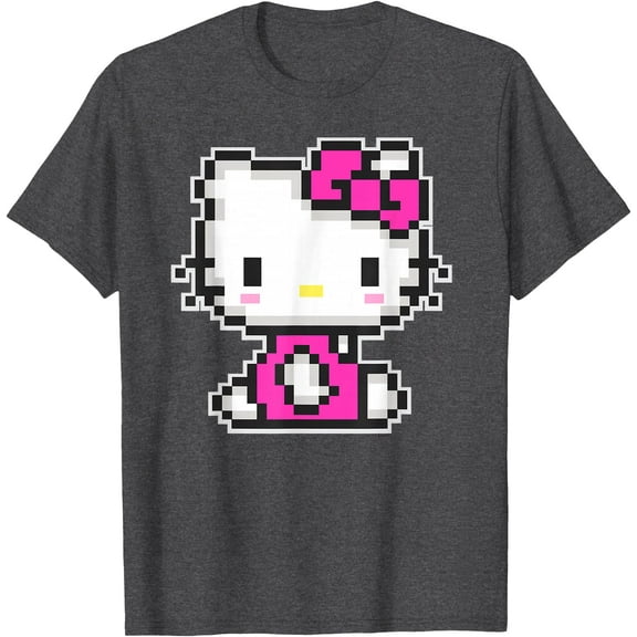 Retro Hello Kitty Pixel Style DTG Print Unisex T-Shirt