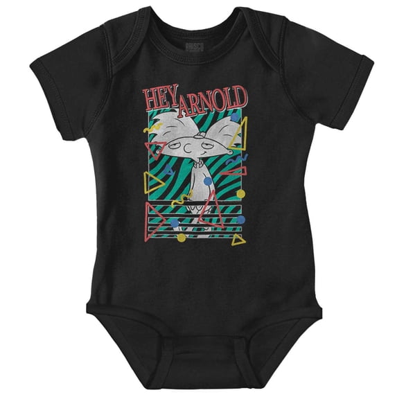 Retro Hey Arnold 90s Cartoon Shapes Gender Neutral Printed Baby Bodysuit Brisco Brands NB