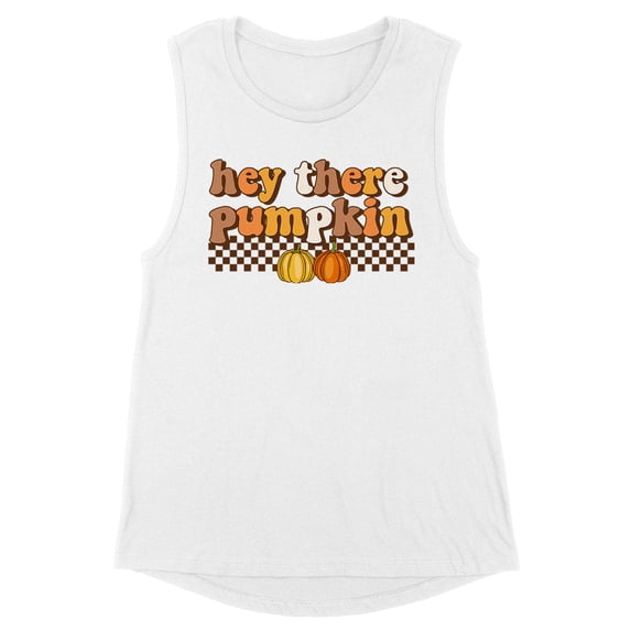 Retro Hey There Pumpkin Women's Muscle Tank Small White