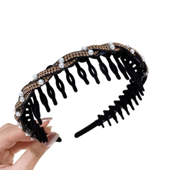 Retro High Skull Pearl Headband, 2026 New Vintage High Cranium Reversible Headband, Comb Head band with Teeth, Suitable for Daily Use and Gathering