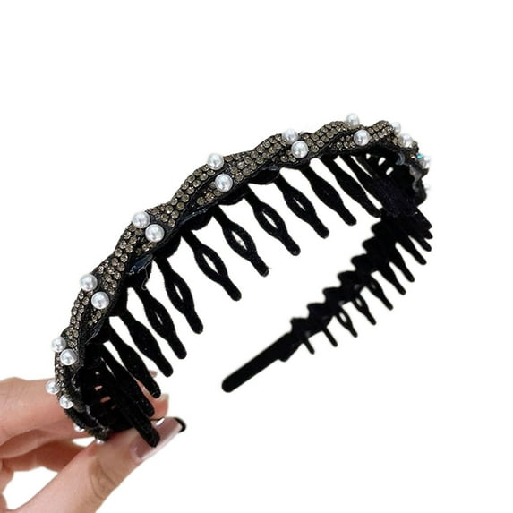 Retro High Skull Pearl Headband, 2026 New Vintage High Cranium Reversible Headband, Comb Head band with Teeth, Suitable for Daily Use and Gathering