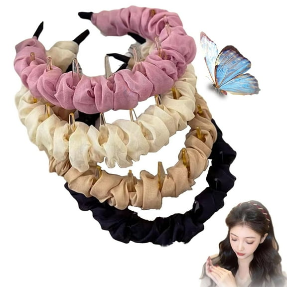 Retro High Skull Pearl Headband, Basicallyt Vintage High Cranium Artificial Pearl Hairbands, Retro High Skull Headband, Highly Skulls Pearls Headbands (D -4PCS, ONE SIZE)