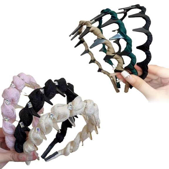 Retro High Skull Pearl Headband, High Skull Headbands for Women, Vintage Highs Cranium Artificial Pearl Hairbands, Elegant Non Slip Pearls Headband with Teeth for Women Girls (6PCS L)