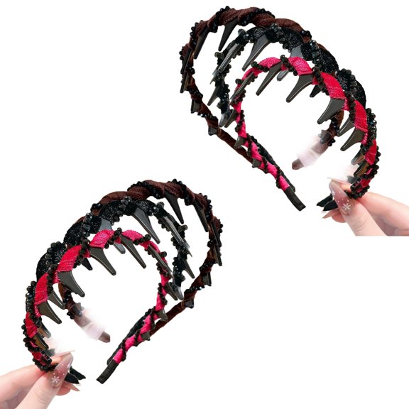 Retro High Skull Pearl Headband, High Skull Headbands for Women, Vintage Highs Cranium Artificial Pearl Hairbands, Elegant Non Slip Pearls Headband with Teeth for Women Girls (6PCS L)