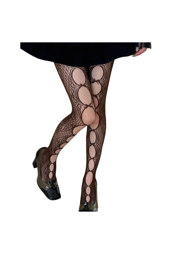 Retro High Waist Leggings with Sheer Cutout Bows Embellishment Colorful Fishnets Tights Pantyhose For Music Festivals