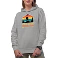 thumbnail image 1 of Retro Hike More, Worry Less, Hiker or Hiking Enthusiast Quote, Heather Grey Hooded Sweatshirt or Hoodie, 2XL, 1 of 5