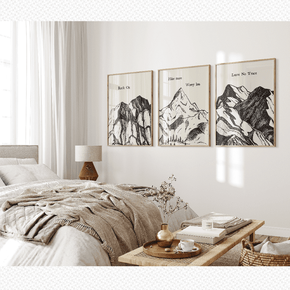 Retro Hiking Outdoor Adventure Mountain Poster Set 3 Prints Set 3 , Poster Only
