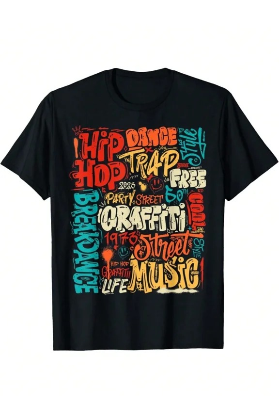 Retro Hip Hop Graffiti Graphic Tee Urban Streetwear Style T-Shirt 50th Anniversary Music Lover Apparel