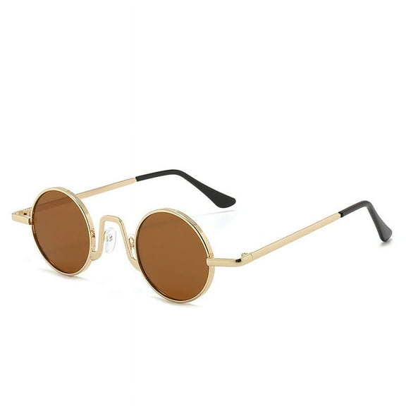 Retro Hip Hop Sunglasses: Small Round Metal Frame, PC Lens, for Men & Women, Ideal for Sun Protection, Fashion, Travel