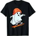 thumbnail image 1 of Retro Hippie Ghost Skateboarder Skateboard Halloween Costume T-Shirt, 1 of 3
