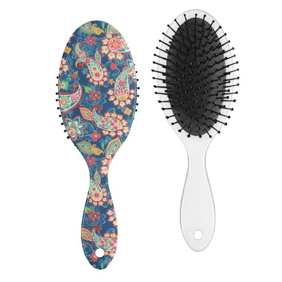 Retro Hippie Hair Brush, Artistic Pattern Paddle Detangler Comb, Rustic Earthy Style Gift Brush