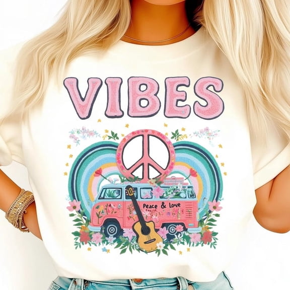 Retro Hippie Van Shirt, Peace and Love Tee, Boho Flower Power T-Shirt, Vintage Vibes Graphic Shirt, Groovy Bohemian Style Tee