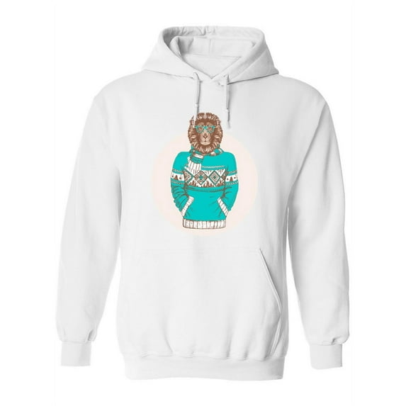 Retro Hipster Fashion Lion Hoodie Women -Image by Shutterstock, Female Small