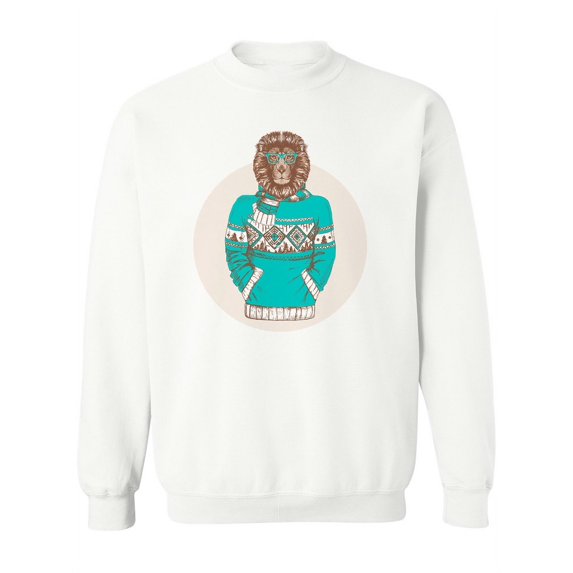 Retro Hipster Fashion Lion. Sweatshirt Women -Image by Shutterstock, Female Large