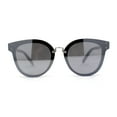 thumbnail image 1 of Retro Hipster Horn Rim Rimless Metal Bridge Sunglasses Black Clear Silver Mirror, 1 of 4
