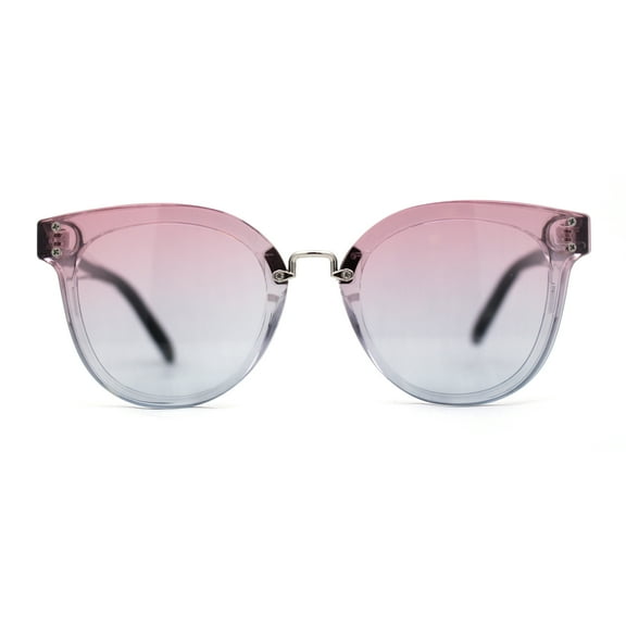 Retro Hipster Horn Rim Rimless Metal Bridge Sunglasses Clear Pink Grey