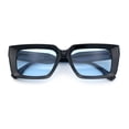 thumbnail image 1 of Retro Hipster Thick Beveled Frame Horn Rim Square Rectangle Sunglasses Black - Blue, 1 of 6