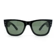 thumbnail image 1 of Retro Hipster Thick High Temple Horn Rim Rectangle Sunglasses Shiny Black - Green, 1 of 4