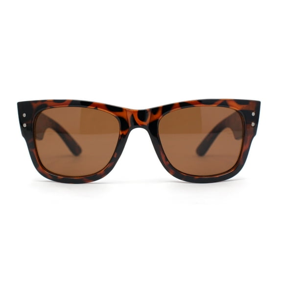 Retro Hipster Thick High Temple Horn Rim Rectangle Sunglasses Tortoise - Brown