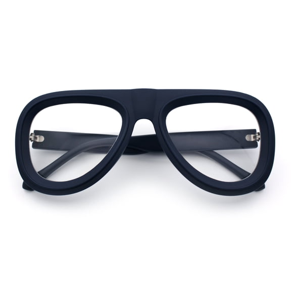 Retro Hipster Thick Plastic Racer Clear Lens Fashion Eyeglasses Navy