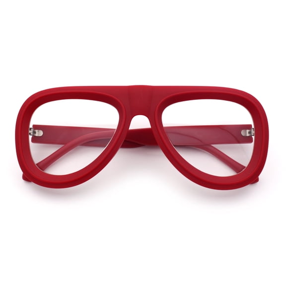 Retro Hipster Thick Plastic Racer Clear Lens Fashion Eyeglasses Red