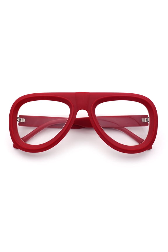 Retro Hipster Thick Plastic Racer Clear Lens Fashion Eyeglasses Red