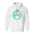 thumbnail image 1 of Retro Hipster Tiger Blue. Hoodie Women - Women Hoodie, White, Medium, 1 of 4