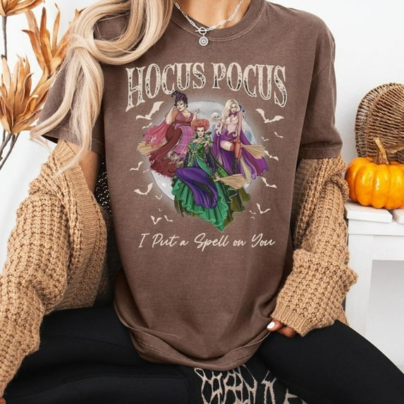 Retro Hocus Pocus Shirt, I Put A Spell On You T-shirt , Sanderson Sisters Disney Halloween 2025 Tee,Espresso Color,Size L