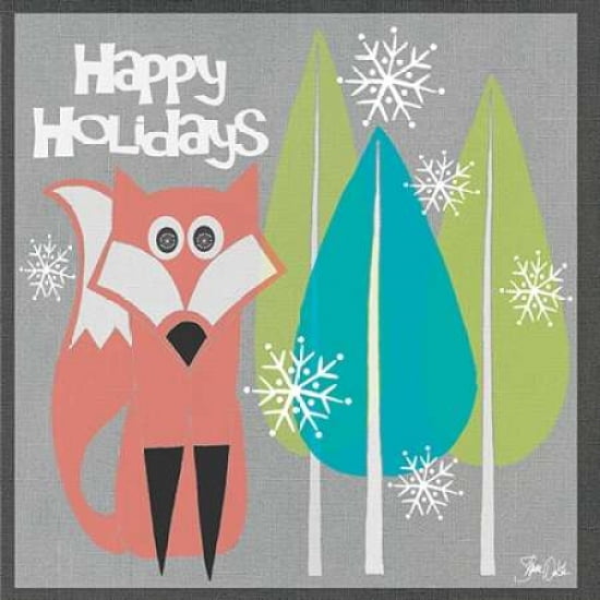 Retro Holiday Fox I Canvas Art - Shanni Welsh (24 x 24)