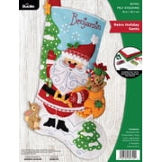 Bucilla 18" Retro Holiday Santa Felt Applique Christmas Stocking Embroidery Kit