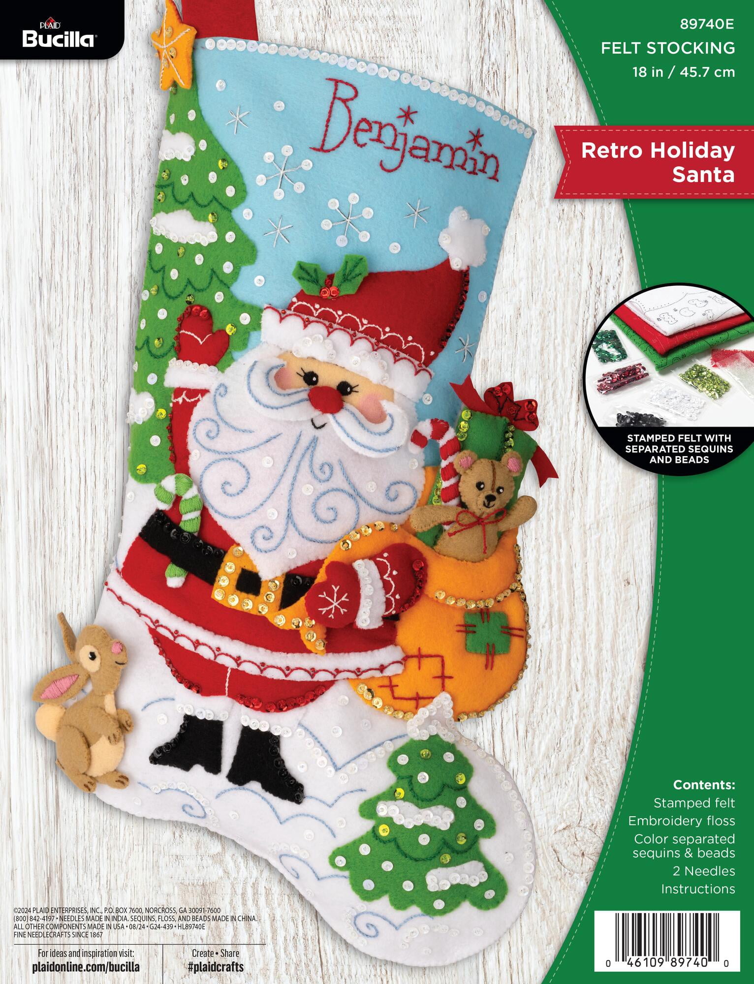 Bucilla Retro Holiday Santa 18 in Multicolor Felt Stocking Kit