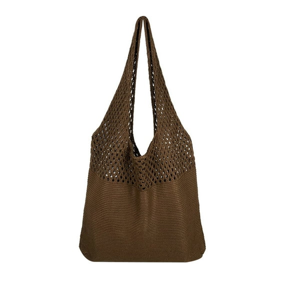 Retro Hollow Knitted Shoulder Bags Women Handbag Summer Beach Tote (Coffee) Shoulder Bags for Women