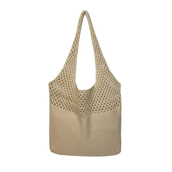 Retro Hollow Knitted Shoulder Bags Women Handbags Summer Beach Tote (Khaki) Shoulder Bags for Women