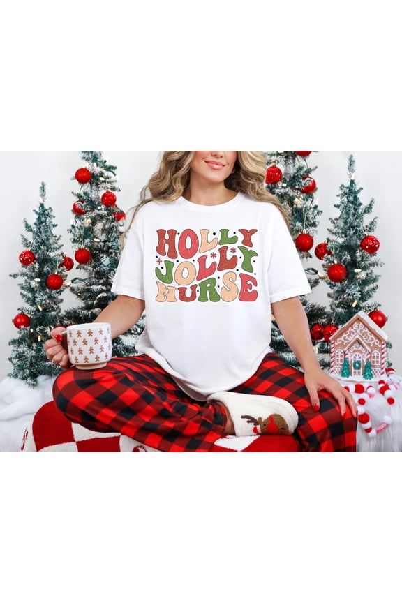 Retro Holly Jolly Nurse Shirt, Nursing Shirt For Nurse, Er Nurse Shirt, Nicu Shirt