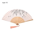 thumbnail image 1 of Retro Home Decoration Flower Pattern Silk Bamboo Folding Fan Chinese Style Painting Dance Performance Props Handheld Fan TYPE 10, 1 of 1