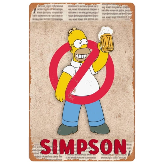 Retro Homer Simpson Beer Metal Poster Metal Tin Signs Simpsons Vintage Plaque Wall Decor Gift For Office Club Home Kitchen Bar Gym 8x12 Inch