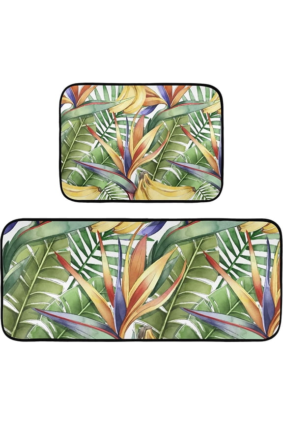 Retro Honey Bees Wildflowers Kitchen Mat Set of 2 Anti-Fatigue Kitchen Rug Set Non Slip Foam Cushioned Kitchen Runner Rugs and Mats Comfort Standing Mat for Farmhouse Doormat Laundry