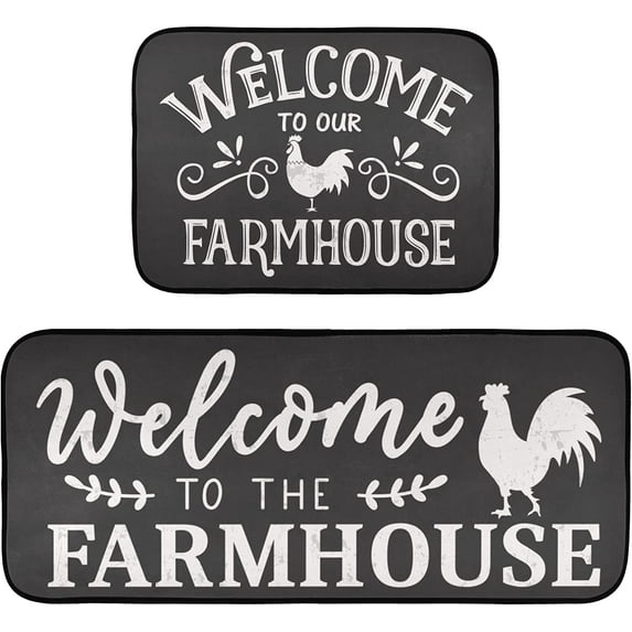 Retro Honey Bees Wildflowers Kitchen Mat Set of 2 Anti-Fatigue Kitchen Rug Set Non Slip Foam Cushioned Kitchen Runner Rugs and Mats Comfort Standing Mat for Farmhouse Doormat Laundry