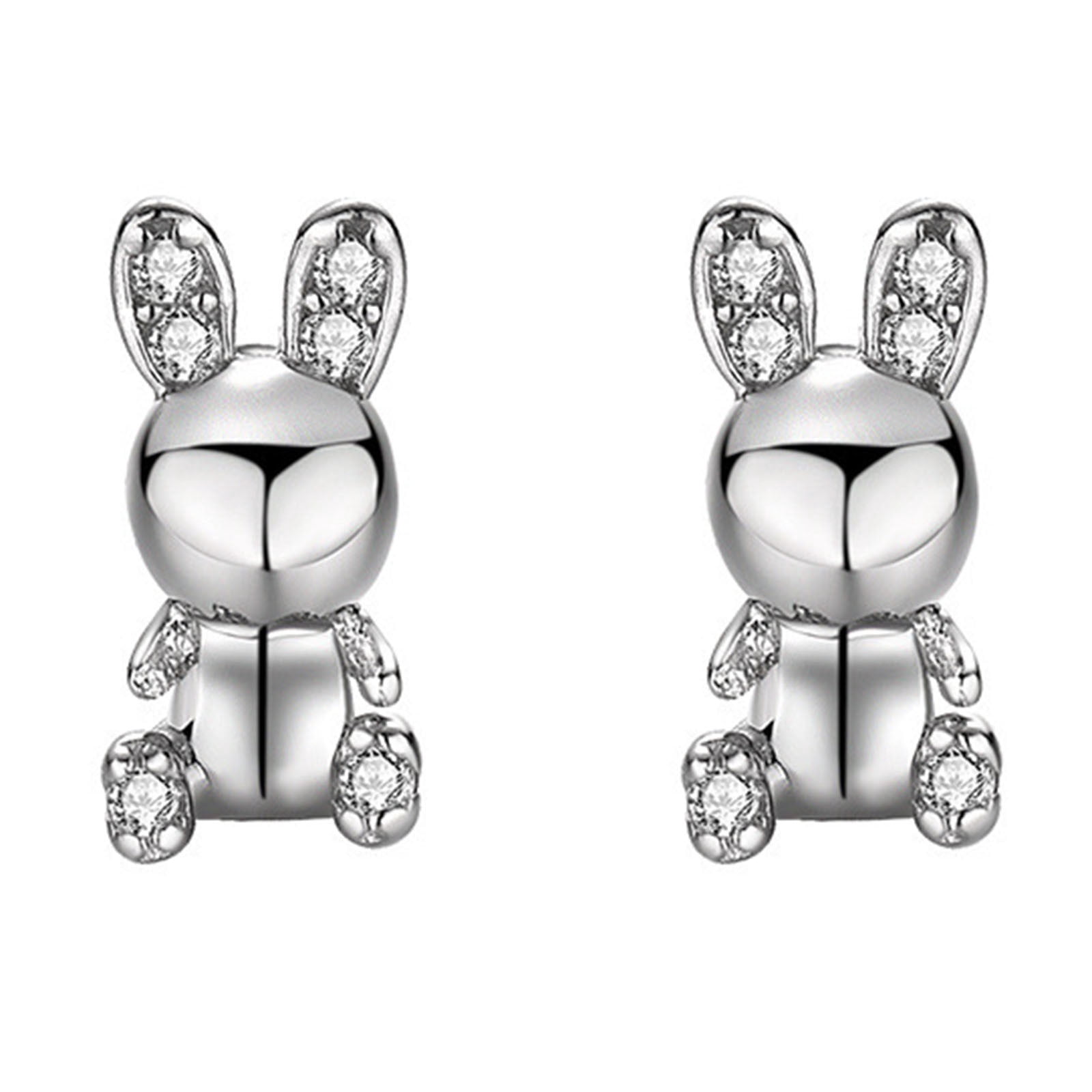 Retro Hop Ring & 2024 Small Rabbit Ear Studs New Year Rabbit Year ...