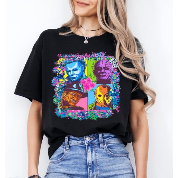 Retro Horror Icons T-Shirt, 90s Style Scary Movie Tee TSHIRT All Size S-5XL