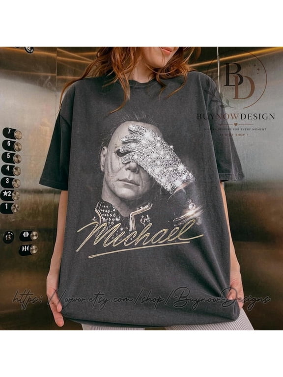 Retro Horror Mashup Michael T-Shirt, Vintage Halloween Character Graphic, Spooky Pop Culture Style