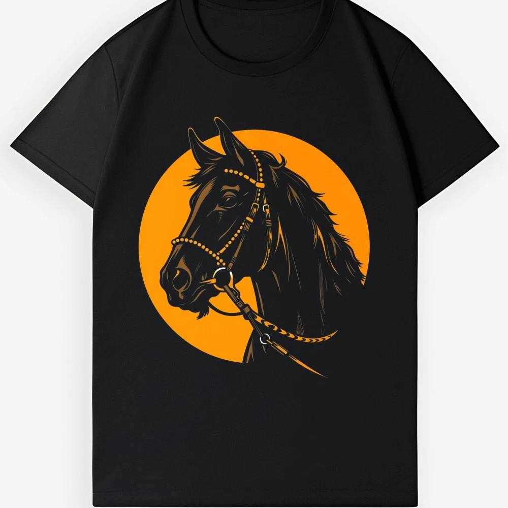 Retro Horse Portrait Graphic Equestrian Animal Lover Artwork Unisex T-shirt, up to size 5XL