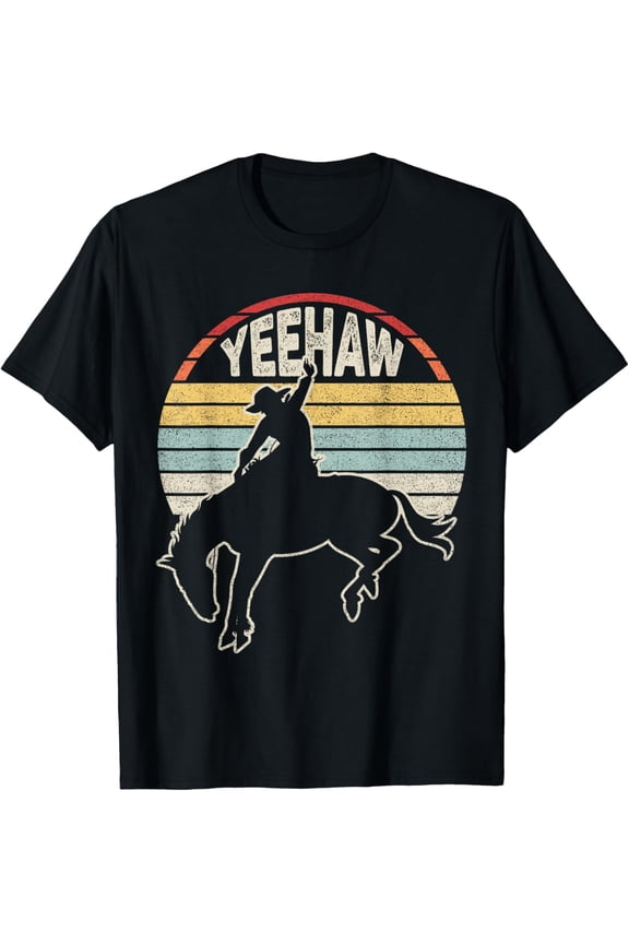 Retro Horse Riding Yeehaw Rodeo Cowboy Western Country T-Shirt